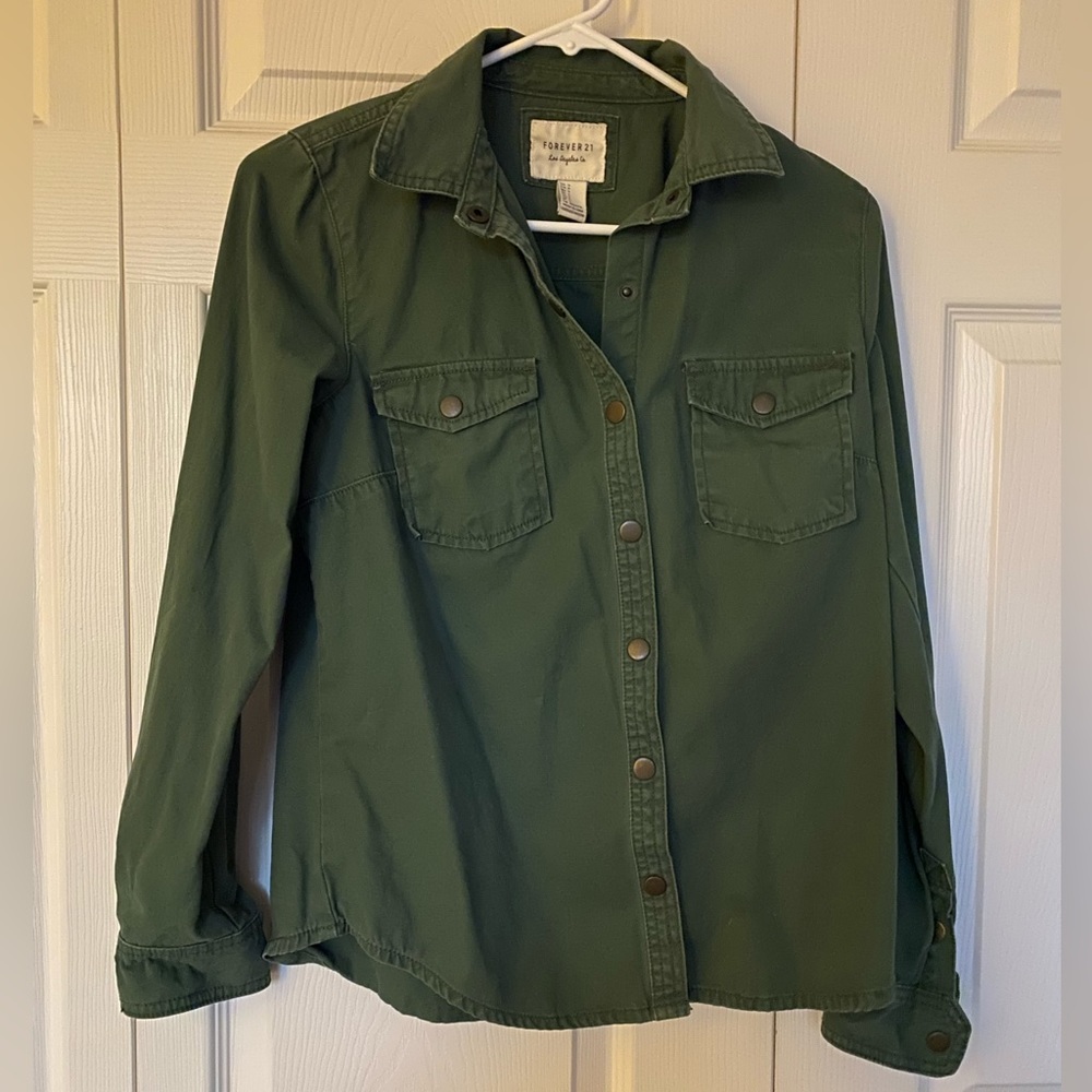 Forever 21 Olive Green Button Down Top